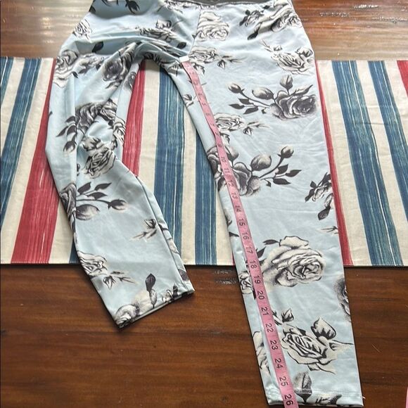 Floral Print Leggings with Striped Waistband new no tags bottom pockets Sz xl - Picture 12 of 14